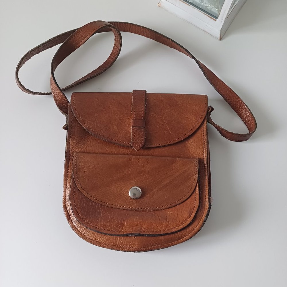 Pretty Vintage Stocko Shoulder Short Strap Bag Brown Real Leather 7'' x 7.5'' - Picture 5 of 16